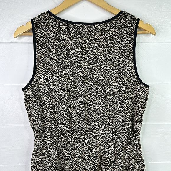 ANA A New Approach Black Tan V Neck Animal Print Sleeveless Empire Waist Dress 8 - Picture 3 of 11